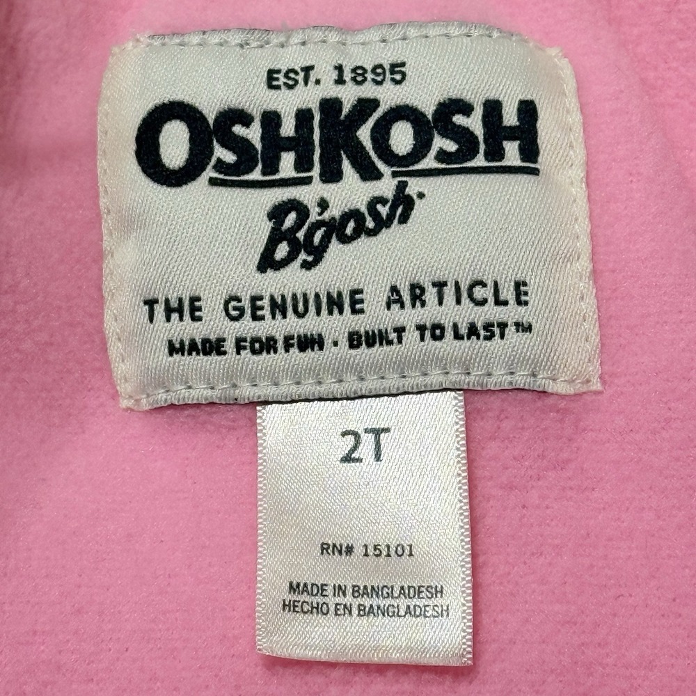 OshKosh B'gosh Girls Floral Puffer Coat 2T Pink Gray Hooded‎ - Picture 2 of 5